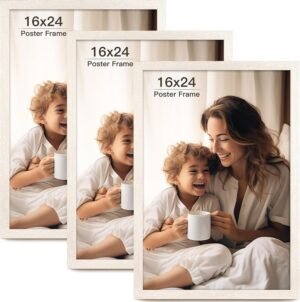 16x24 Picture Frame Set of 3, Distressed White Wood Grain 16x24 Frames for Horizontal and Vertical Wall Mounting (3 pack,White) - Image 2