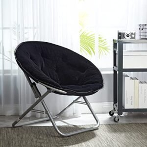 Urban Lifestyle Faux Fur Saucer Chair, One Size, Black - Image 3