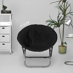 Urban Lifestyle Faux Fur Saucer Chair, One Size, Black - Image 6