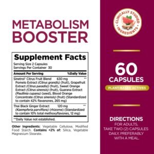 Nature's Bounty Optimal Solutions Metabolism Booster Supplement, Boosts Fat Metabolism, Promotes Abdominal Fat Loss, With Citrus Extracts and Black Ginger, 60 Capsules - Image 3
