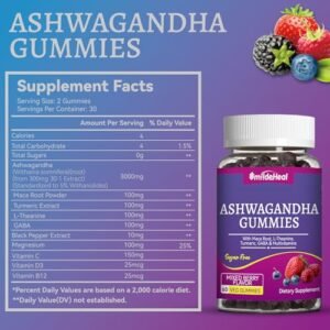 SmildeHeal Ashwagandha Gummies 3000mg - Stress Relief & Increased Energy - Ashwagandha Supplements for Women & Men - Natural Mixed Berry Flavor (120 Count) - Image 3