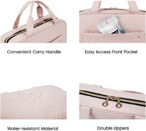 BAGSMART Toiletry Bag Travel Bag with Hanging Hook, Water-resistant Makeup Cosmetic Bag Travel Organizer for Accessories, Shampoo, Full-size Container, Toiletries (Baby Pink, Medium) - Image 7