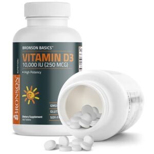 Bronson Vitamin D3 10,000iu (250mcg) 1 Year Supply for Healthy Muscle Function and Immune Support, Non-GMO, 360 Tablets - Image 6