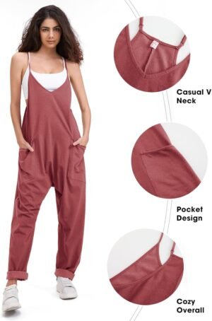 EXLURA Womens Casual Summer Jumpsuits 2025 Romper Bib Outfits Beach Vacation Denim Trendy Fashion Overalls with Pockets - Image 4