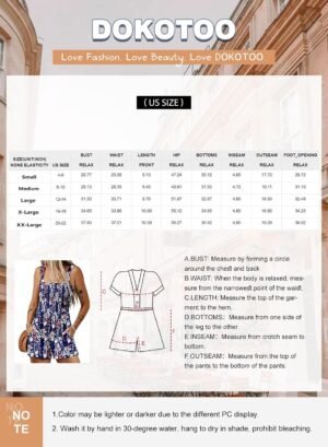 Dokotoo Women's Summer Casual Smocked Rompers Square Neck Sleeveless Loose Shorts Jumpsuits 2025 Beach Vacation Outfits - Image 6