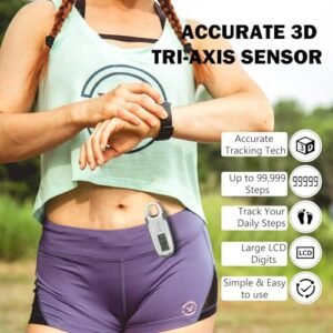3D Pedometer for Walking with Removable Clip and Carabiner Simple Step Counter for Walking Accurate Clip On Step Tracker for Men Women Kids (White) - Image 3