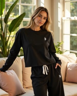 U.S. Polo Assn. Lounge Sets for Women, Tracksuit Sets for Women 2 Piece with Top and Wide Leg Sweatpants for Spring - Image 3