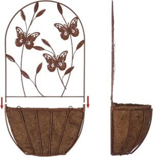 BAYN 2PK Wall Hanging Planter Decor Art with Butterfly, Metal Wall Mounted Planters Indoor Outdoor Wall Planter for Succulent Herb Home Garden Yard - Image 5