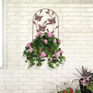 BAYN 2PK Wall Hanging Planter Decor Art with Butterfly, Metal Wall Mounted Planters Indoor Outdoor Wall Planter for Succulent Herb Home Garden Yard - Image 6