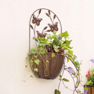 BAYN 2PK Wall Hanging Planter Decor Art with Butterfly, Metal Wall Mounted Planters Indoor Outdoor Wall Planter for Succulent Herb Home Garden Yard - Image 7