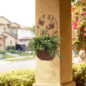 BAYN 2PK Wall Hanging Planter Decor Art with Butterfly, Metal Wall Mounted Planters Indoor Outdoor Wall Planter for Succulent Herb Home Garden Yard - Image 8
