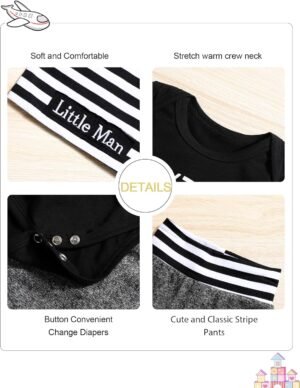 Fommy Newborn Baby Boy Clothes New to The Crew Letter Print Romper+ Pants+Hat 3PCS Outfit - Image 6
