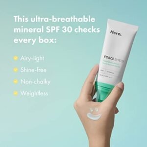 Hero Cosmetics Force Shield Superlight Sunscreen SPF 30 - Everyday SPF 30 for Acne-Prone Skin with Zinc Oxide, Green Surge, and Extremolytes - Fragrance Free and Reef Safe (50 ml) - Image 3