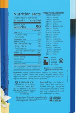 Organic Plant Based Protein Powder | Vegan Organic Protein Powder Vanilla Flavored with BCAA Amino Acids & Hemp Seed Pea Blend | Non-GMO Soy Dairy Filler & Gluten Free (Vanilla, 32 Servings) - Image 3