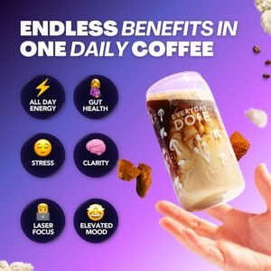 Everyday Dose Premium Adaptogenic Mushroom Coffee with Grass-Fed Collagen, Chaga, Lions Mane & L-Theanine for Better Focus, Energy, Digestion, Skin, and Immunity 30 Servings - Image 5