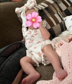 Newborn Infant Baby Girl Summer Clothes Outfits Set Floral Print Romper Tops Drawstring Short Headband Clothes Set - Image 5