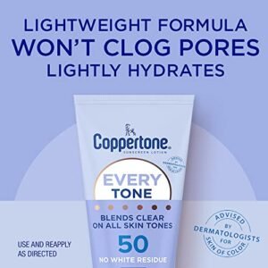 Coppertone Every Tone Sunscreen Lotion SPF 50, Lightweight, Rubs on Clear Sunscreen for All Skin Tones, Formulated with Nourishing Vitamin E, 7 Fl Oz Tube - Image 3