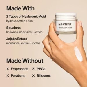 Honest Beauty Hydrogel Cream with Hyaluronic Acid | Lightweight, Moisturizing Water Cream | Gentle for Sensitive Skin, Fragrance Free, Vegan | 1.7 fl oz - Image 4