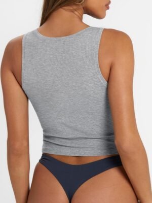 Trendy Queen Women's Summer Square Neck Tank Tops Workout Cropped Ribbed Summer Camisole Sleeveless Clothes 2025 - Image 5