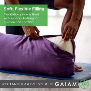 Gaiam Yoga Bolster - Long, Rectangular Meditation Pillow - Supportive Cushion for Restorative Yoga and Sitting on the Floor - Built-In Carrying Handle - Machine Washable Cover' - Image 3