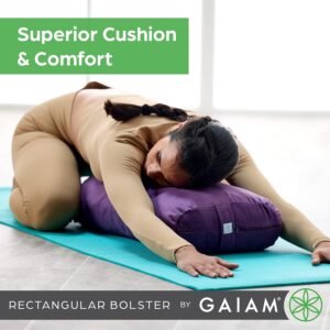 Gaiam Yoga Bolster - Long, Rectangular Meditation Pillow - Supportive Cushion for Restorative Yoga and Sitting on the Floor - Built-In Carrying Handle - Machine Washable Cover' - Image 4