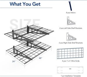 FLEXIMOUNTS 2-Pack 2x4ft 24-inch-by-48-inch Wall Shelf Garage Storage Rack Wall Mounted Floating Shelves, Black - Image 4