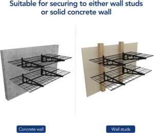FLEXIMOUNTS 2-Pack 2x4ft 24-inch-by-48-inch Wall Shelf Garage Storage Rack Wall Mounted Floating Shelves, Black - Image 5