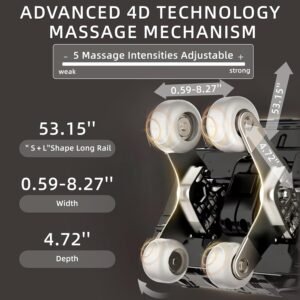 MassaMAX 4D Massage Chair - 2025 Full Body Massage Chair with Zero Gravity, Extended Footrest, SL Track, Yoga Stretch, Foot Rollers, and Heating Comfort with Mat & Cover (White) - Image 6