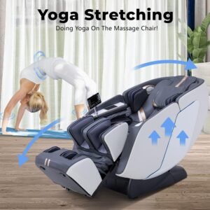 MassaMAX 4D Massage Chair - 2025 Full Body Massage Chair with Zero Gravity, Extended Footrest, SL Track, Yoga Stretch, Foot Rollers, and Heating Comfort with Mat & Cover (White) - Image 7