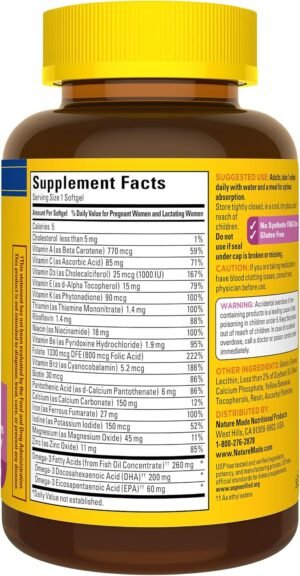 Nature Made Prenatal with Folic Acid + DHA, Prenatal Vitamin and Mineral Supplement for Daily Nutritional Support, 110 Softgels, 110 Day Supply - Image 9