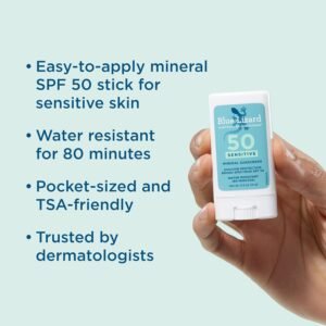 BLUE LIZARD Sensitive Mineral Sunscreen Stick with Zinc Oxide, SPF 50+, Water Resistant, UVA UVB Protection Easy to Apply, Fragrance Free, 0.5 Oz - Image 3