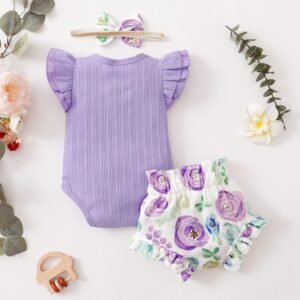 SUNNY PIGGY Baby Girl Clothes Infant Newborn Girls Summer Outfits Baby Clothing Romper Shorts Set 0-3 3-6 6-12 12-18 Months - Image 6