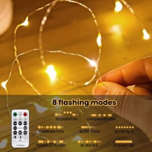 HXWEIYE 300LED Fairy Curtain Lights, 9.8x9.8Ft Warm White USB Plug in 8 Modes Christmas String Hanging Lights with Remote for Bedroom, Indoor, Outdoor, Weddings, Party - Image 4