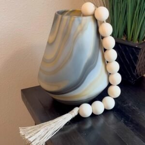 OMISHE Extra Large Wood Bead Garland with 1.6" Diameter Wooden Beads and Tassels, 41" Long Rustic Farmhouse Country Decorative Beads for Home Tiered Tray Decor, Natural Beige - Image 6