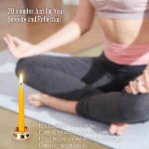 20 Minute Pure Beeswax Candles, Dripless Meditation Candles, Mini Taper Candles, Set of 20 with Brass Candle Holders. - Image 5