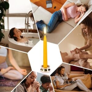 20 Minute Pure Beeswax Candles, Dripless Meditation Candles, Mini Taper Candles, Set of 20 with Brass Candle Holders. - Image 6