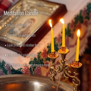 20 Minute Pure Beeswax Candles, Dripless Meditation Candles, Mini Taper Candles, Set of 20 with Brass Candle Holders. - Image 7