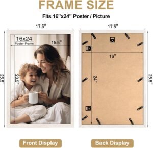 16x24 Picture Frame Set of 3, Distressed White Wood Grain 16x24 Frames for Horizontal and Vertical Wall Mounting (3 pack,White) - Image 4