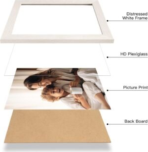 16x24 Picture Frame Set of 3, Distressed White Wood Grain 16x24 Frames for Horizontal and Vertical Wall Mounting (3 pack,White) - Image 7