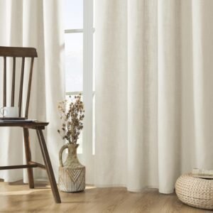 Joydeco Linen Curtains 96 inch Length 2 Panel Set, Light Filtering Curtain for Living Room Bedroom, 52 inch Wide Drapes with Rod Pocket Back Tab (96" Lx52 W, Ivory on Linen) - Image 3