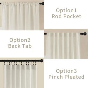 Joydeco Linen Curtains 96 inch Length 2 Panel Set, Light Filtering Curtain for Living Room Bedroom, 52 inch Wide Drapes with Rod Pocket Back Tab (96" Lx52 W, Ivory on Linen) - Image 5
