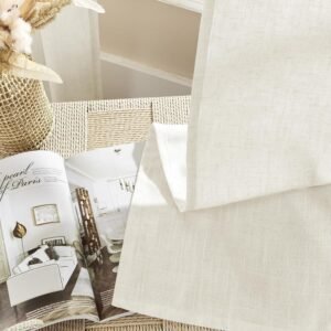 Joydeco Linen Curtains 96 inch Length 2 Panel Set, Light Filtering Curtain for Living Room Bedroom, 52 inch Wide Drapes with Rod Pocket Back Tab (96" Lx52 W, Ivory on Linen) - Image 8