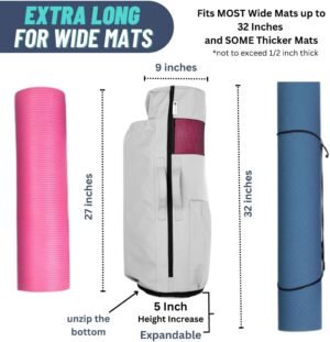 MAGNILAY Yoga Mat Bag - for Women and Men, Yoga Bag with Pockets and Adjustable Strap, Yoga Mat Carrier, Fits Mats Blocks and Yoga Accessories for Workouts, (32”L x 9” Diameter) - Image 9