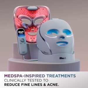 Shark CryoGlow LED Face Mask (FSA/HSA Eligible*) with Under-Eye Cooling, Anti-Ageing & Blemish Repair, Red & Blue LED, Infrared Light Therapy, USB-C, Remote Control, Storage Bag, Blue Frost, FW312 - Image 3
