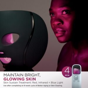 Shark CryoGlow LED Face Mask (FSA/HSA Eligible*) with Under-Eye Cooling, Anti-Ageing & Blemish Repair, Red & Blue LED, Infrared Light Therapy, USB-C, Remote Control, Storage Bag, Blue Frost, FW312 - Image 8