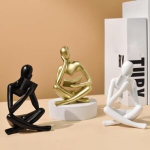 Style-A Beige, Creative Abstract Thinker Bookend for Home Aesthetic, Study, and Wine Cabinet – Stylish Shelf Decor Accent and Thoughtful Gift for Living Room, Bar, or Coffee Shop - Image 4