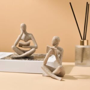 Style-A Beige, Creative Abstract Thinker Bookend for Home Aesthetic, Study, and Wine Cabinet – Stylish Shelf Decor Accent and Thoughtful Gift for Living Room, Bar, or Coffee Shop - Image 5