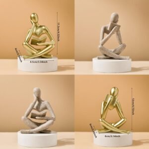 Style-A Beige, Creative Abstract Thinker Bookend for Home Aesthetic, Study, and Wine Cabinet – Stylish Shelf Decor Accent and Thoughtful Gift for Living Room, Bar, or Coffee Shop - Image 6