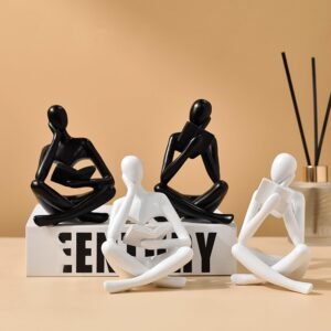 Style-A Beige, Creative Abstract Thinker Bookend for Home Aesthetic, Study, and Wine Cabinet – Stylish Shelf Decor Accent and Thoughtful Gift for Living Room, Bar, or Coffee Shop - Image 7