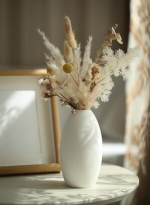 Set of 12 White Ceramic Vase for Pampas Grass Flowers, Japandi Small Vases in Bulk for Wedding Centerpieces, Shelf and Table Decorations, Living Room and Bedroom Decor, DIY Gift - Image 6